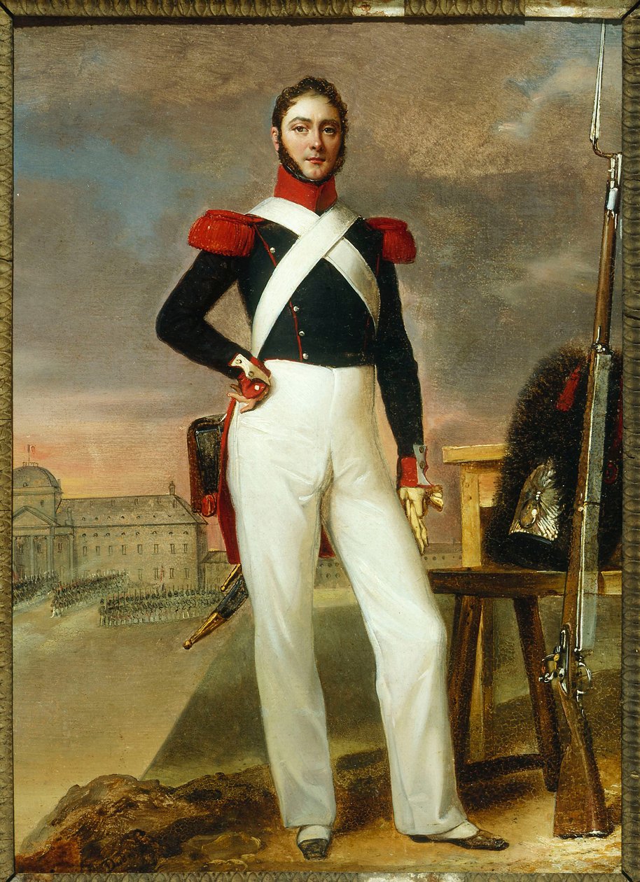 Frans: Marin Burty, handelaar in nieuwigheden, in grenadieruniform door Alexandre Jean Dubois Drahonet