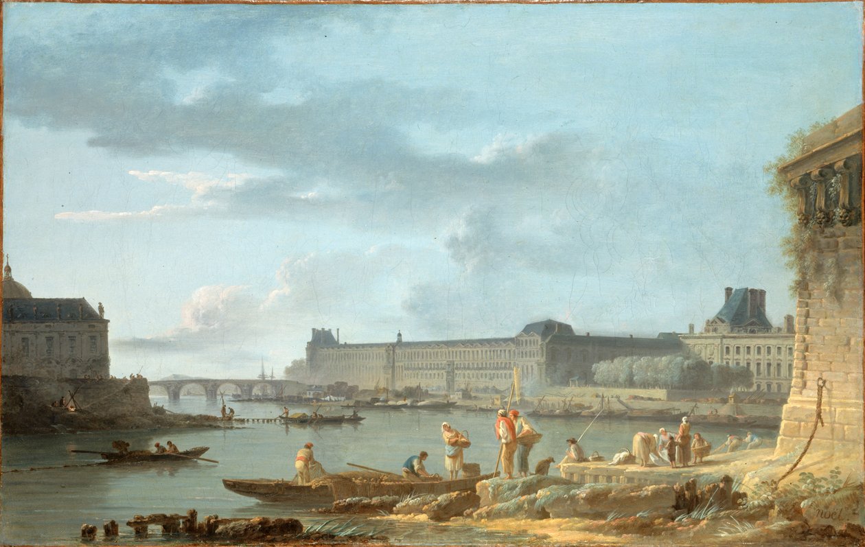 Het Louvre en de Pont Royal, gezien vanaf de Pont-Neuf, c.1780 door Alexandre Jean Noel