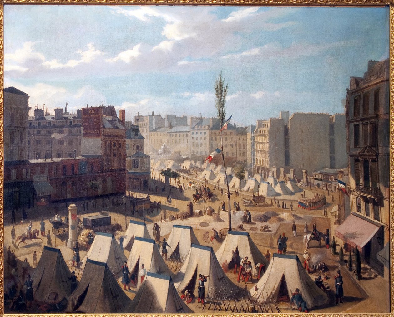Troepen kamp, op de Boulevard du Temple in Parijs, tijdens de dagen van juni 1848 door Alexandre Josquin