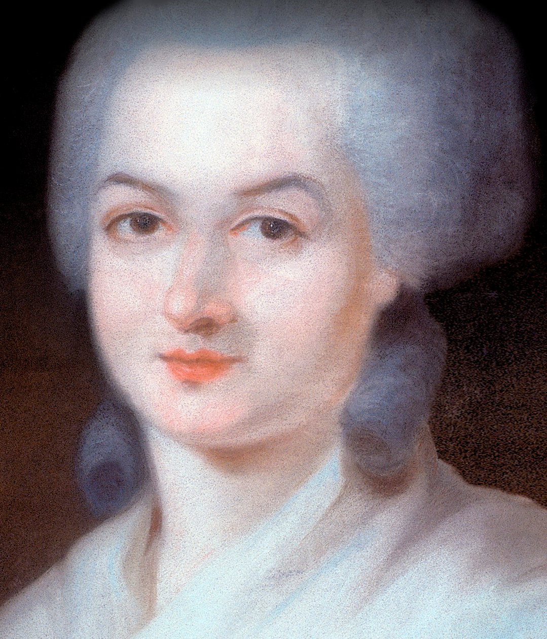 Detail van het portret van Olympe de Gouges door Alexandre Kucharski
