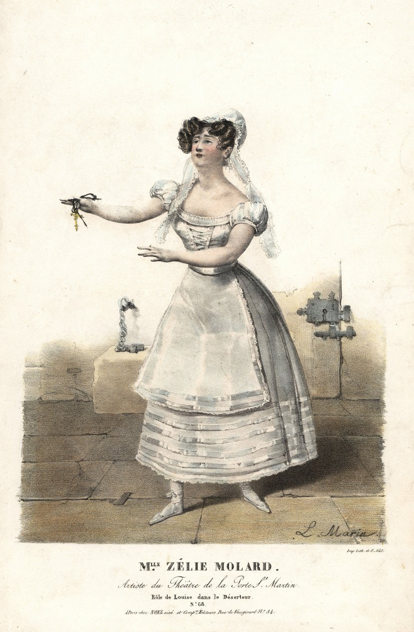 Danseres Miss Zelie Molard en Louise in Le Deserteur door Francois-Alexis Blache Jr., gechoreografeerd door Dauberval, Theatre de la Porte St. Martin door Alexandre Marie Colin
