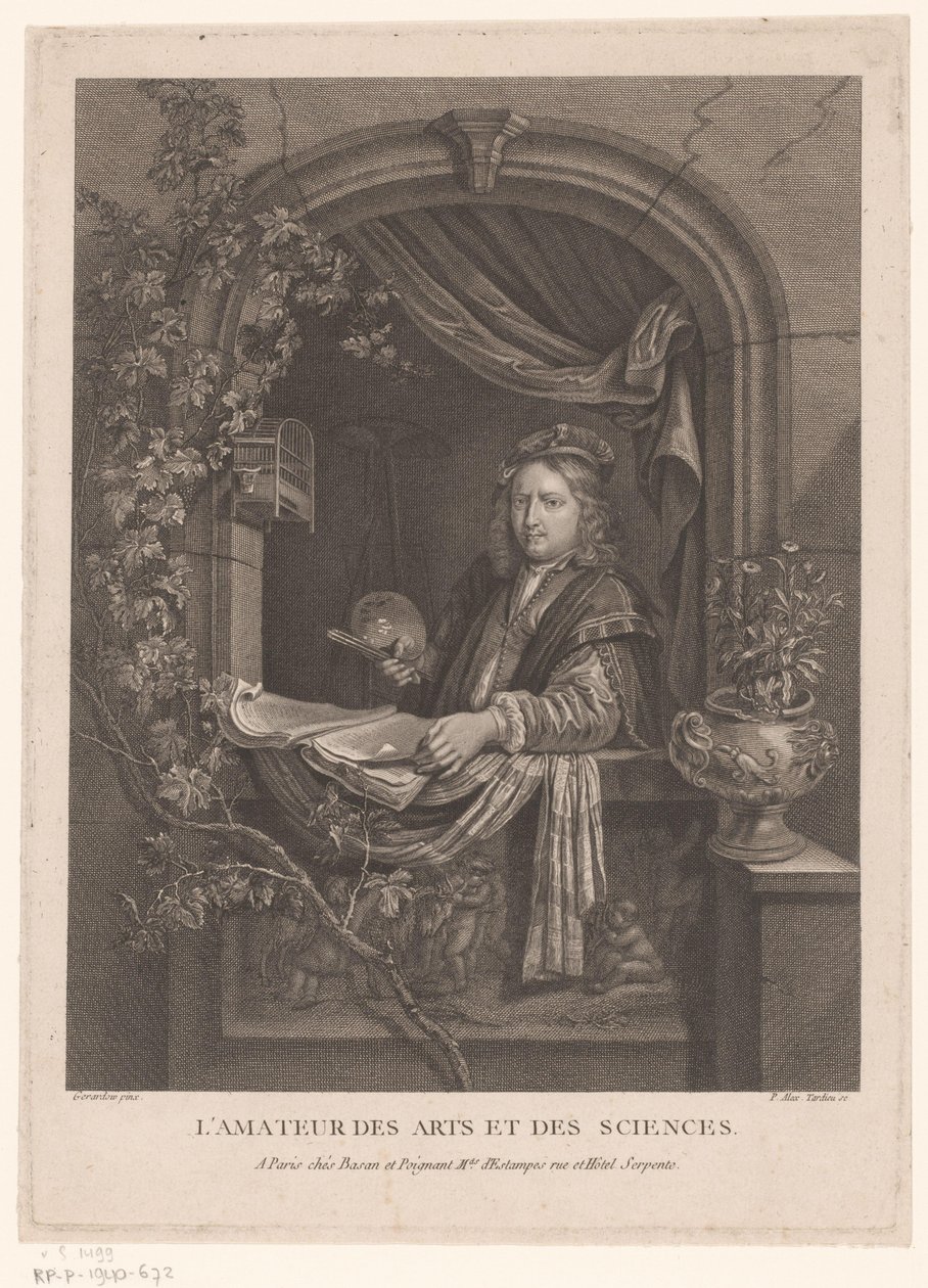 Zelfportret van Gerard Dou door Alexandre Tardieu
