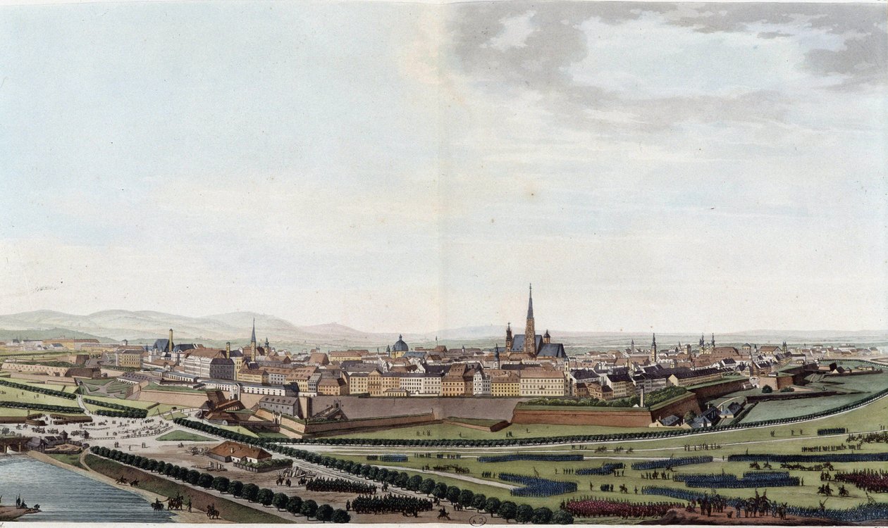 Algemeen uitzicht van Wenen vanaf de Sint-Karlskerk - in Voyage picturesque en Austria door graaf Alexandre de Laborde, Parijs, ed. Didot l