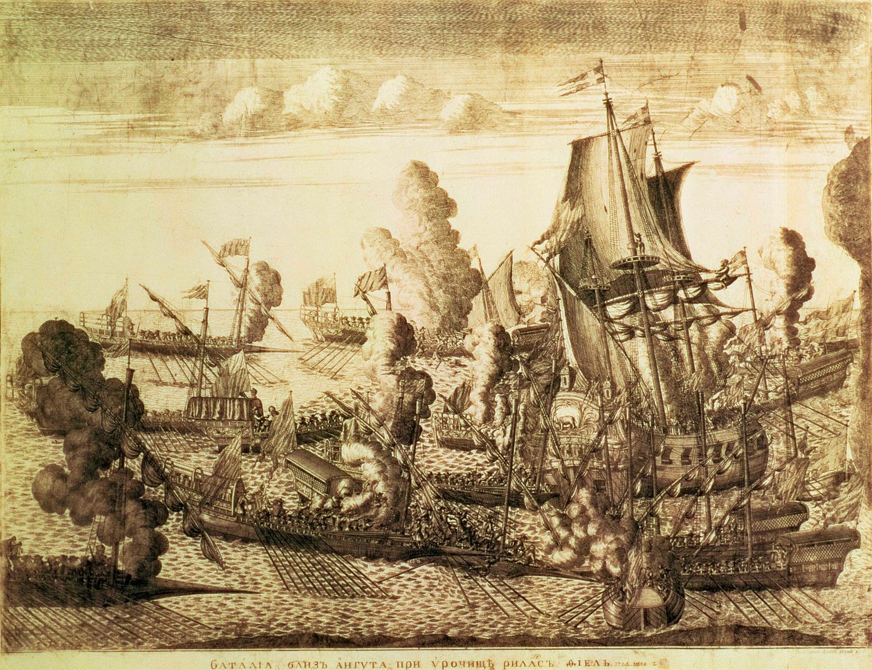 Slag bij Kaap Gangut (Hanko) op 25 juli 1714, 1715 door Alexei Fyodorovich Zubov