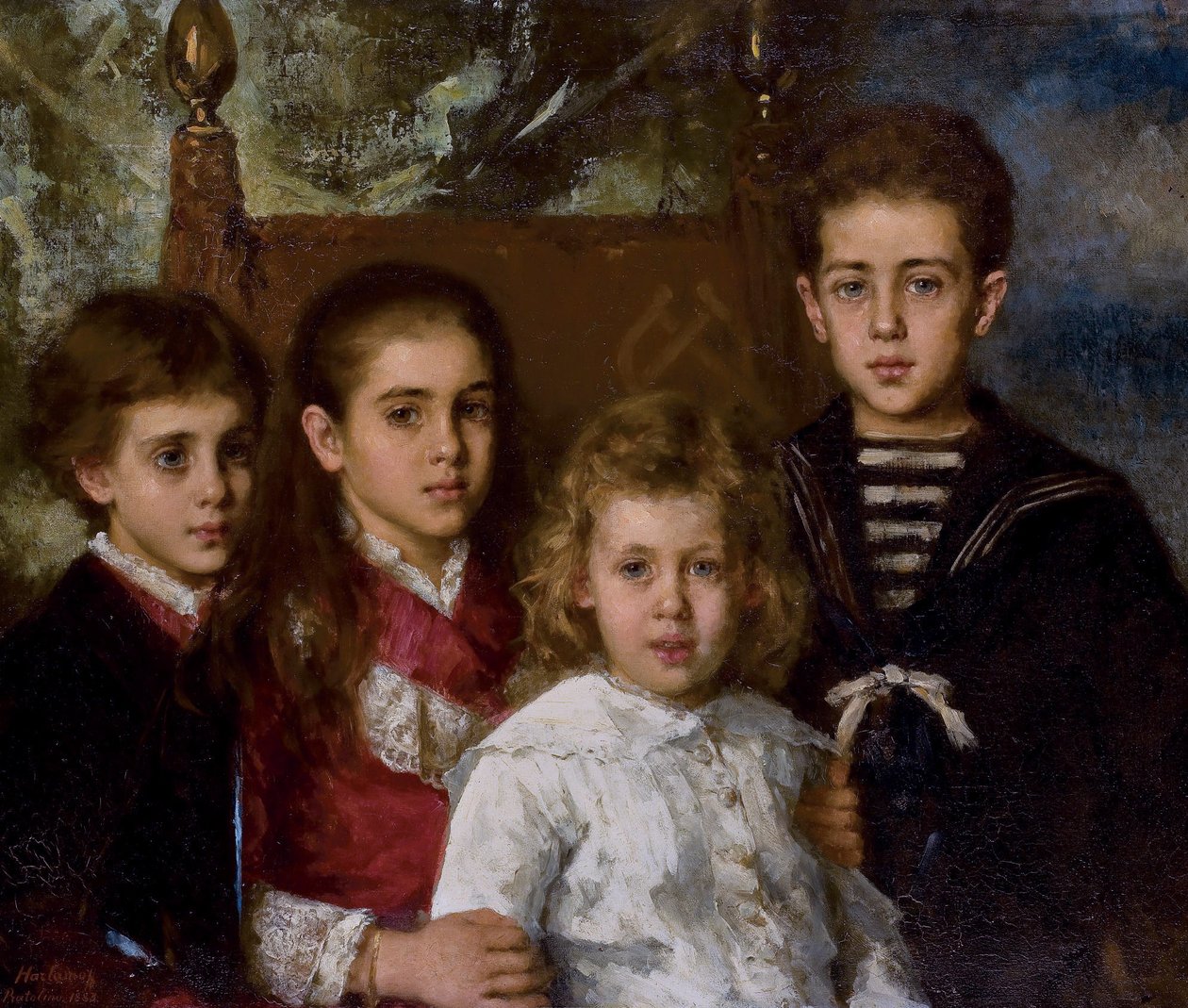 Portret van de kinderen van Paul Pavlovich Demidoff door Alexei Harlamov