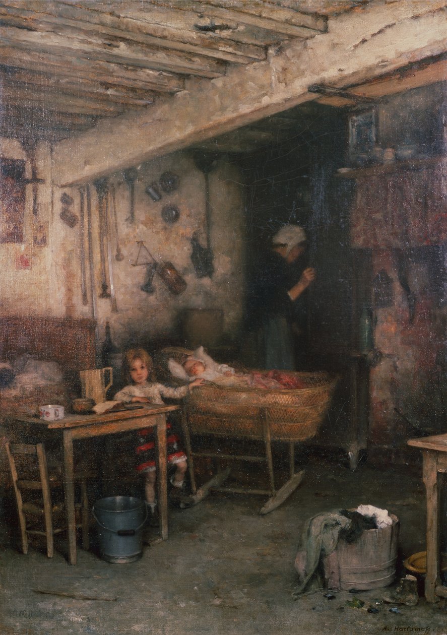 Kinderen in een Cottage Interieur door Alexei Alexevich Harlamoff