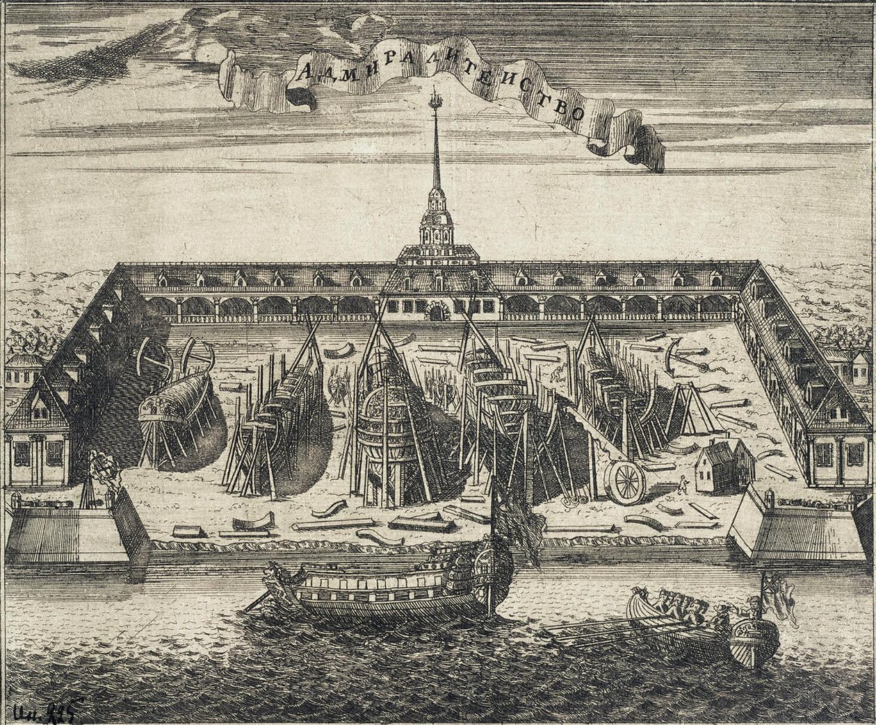 Uitzicht op de Admiraliteitsscheepswerf in St. Petersburg door Alexei Ivanovich Rostovtsev
