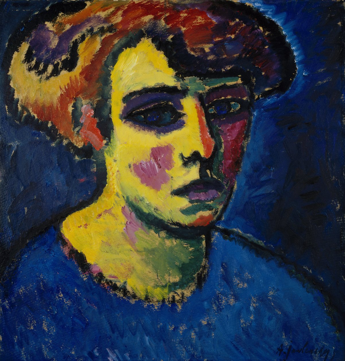 Hoofd van een vrouw door Alexej von Jawlensky