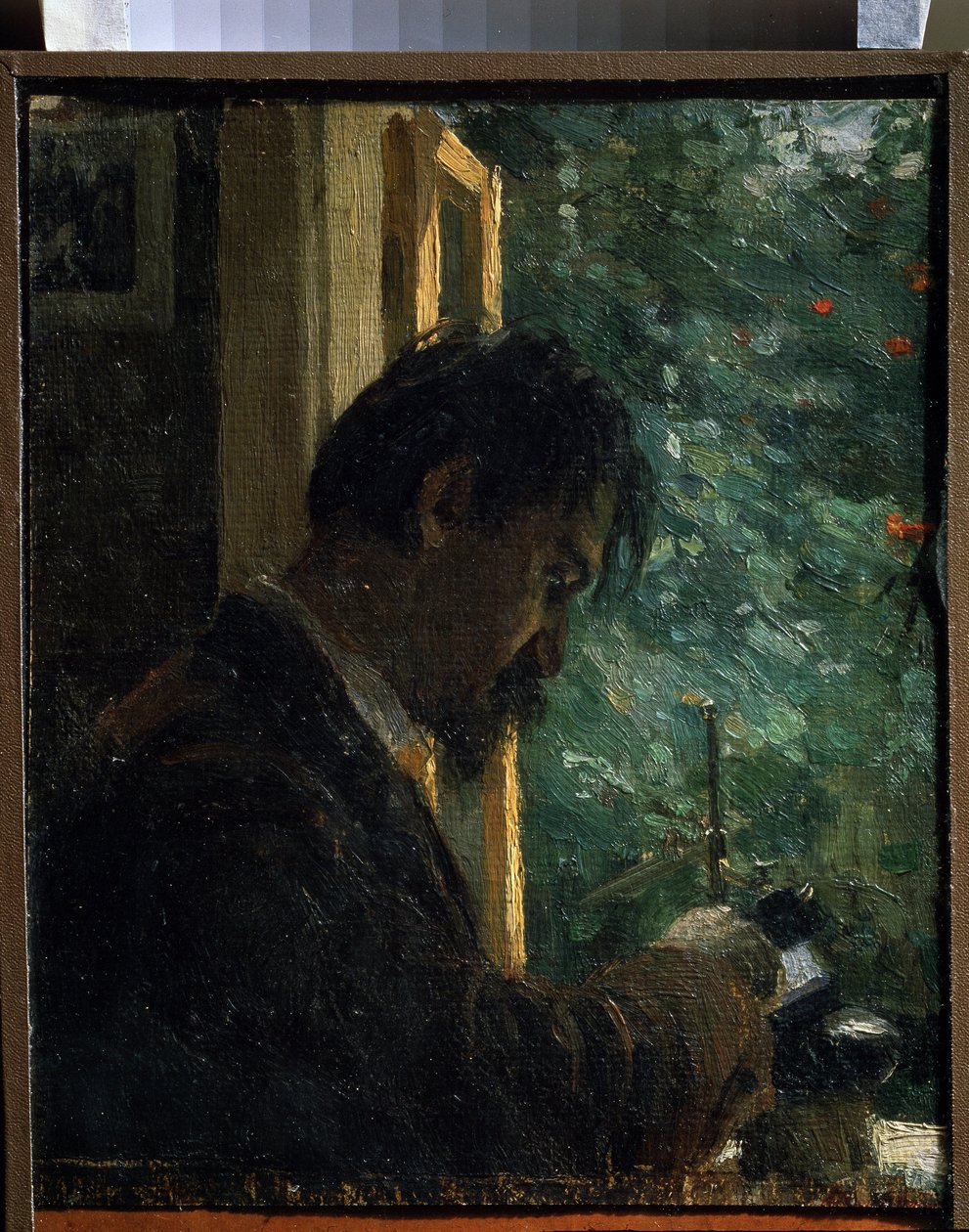 De graveur Vasiliy Mate aan het werk door Alexej von Jawlensky