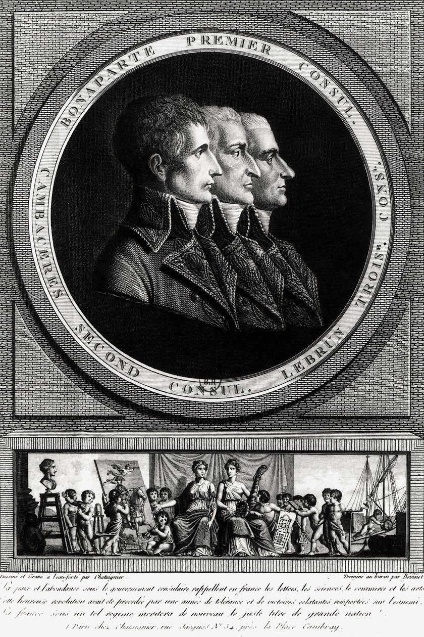 Portret van de drie consuls van de republiek, voltooid door Edme Bovinet door Alexis Chataigner