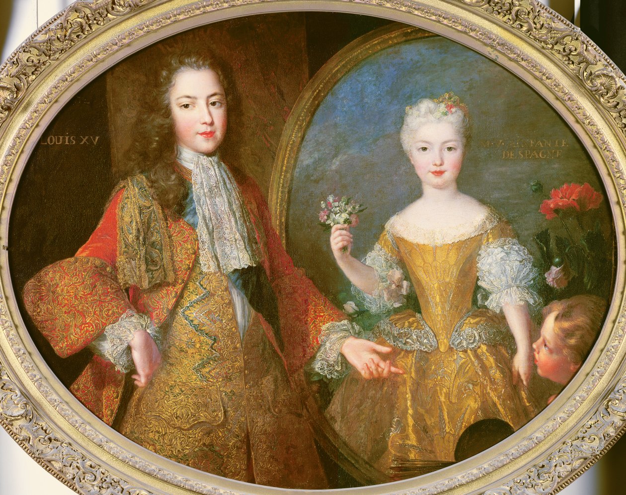 Lodewijk XV (1710-74) en de Infanta van Spanje, Maria Ana Victoria (1718-81) c.1724 door Alexis Simon Belle