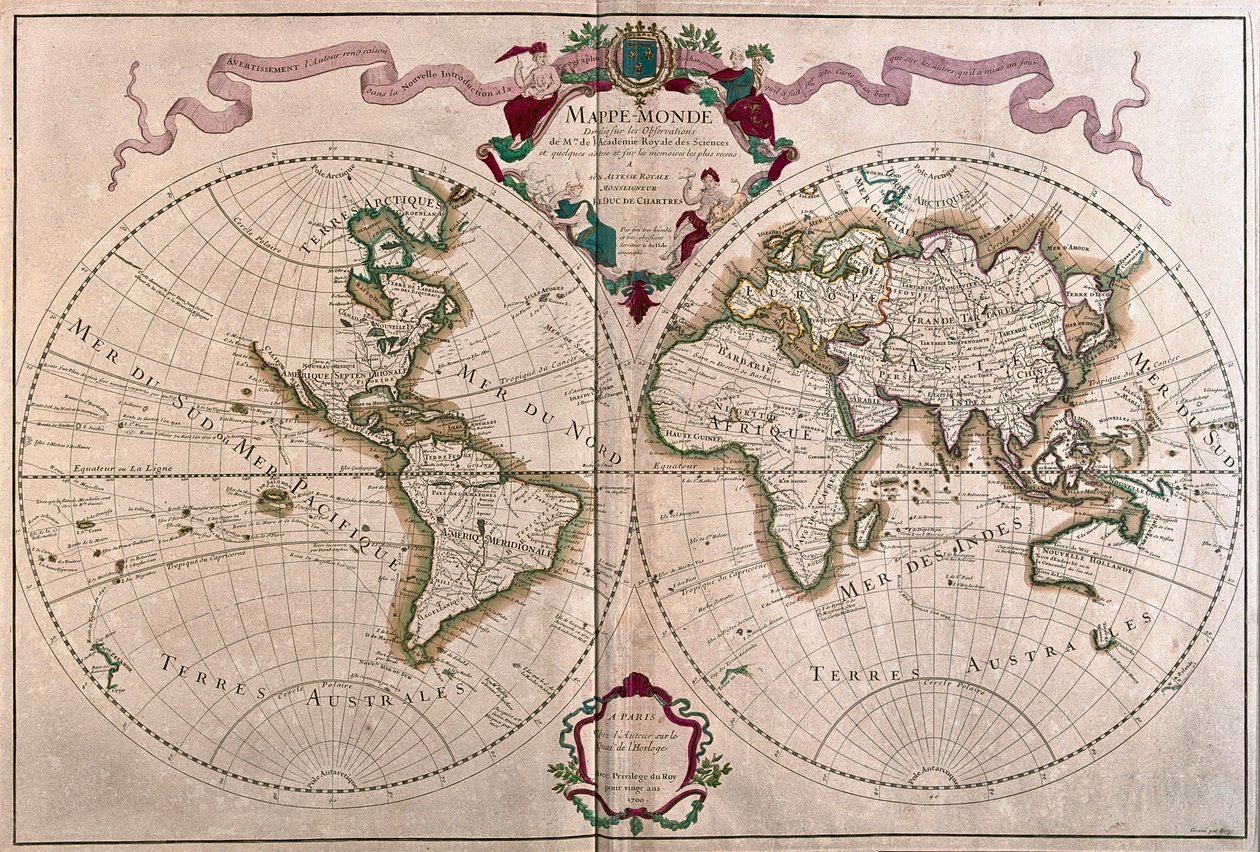 De wereld, door A.H. Jaillot in 