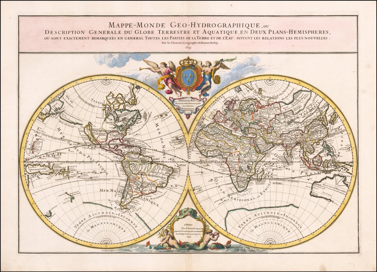 1699 wereldkaart door Alexis-Hubert Jaillot door Alexis Hubert Jaillot