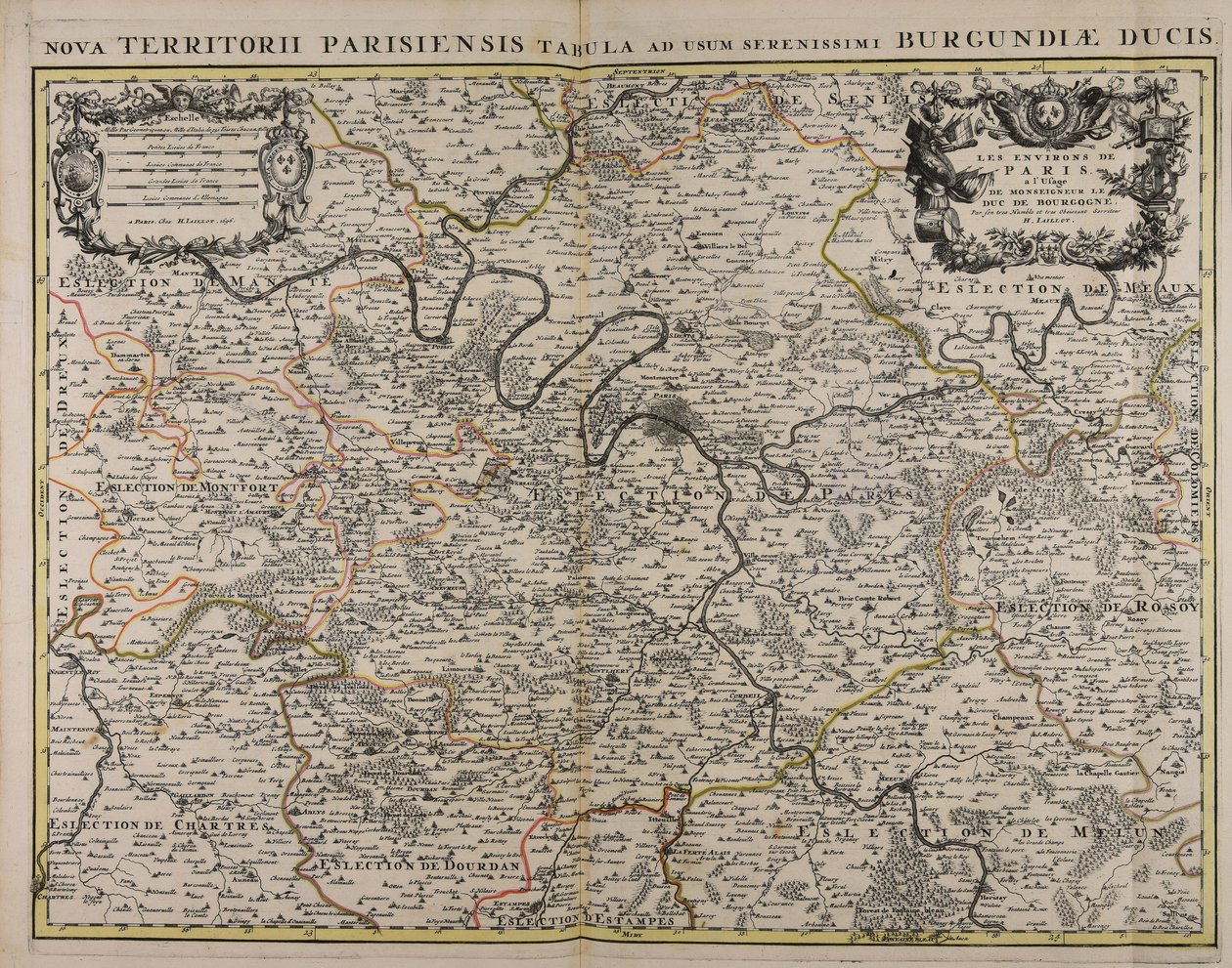 De omgeving van Parijs voor het gebruik van mijn heer de hertog van Bourgondië door Alexis Hubert Jaillot