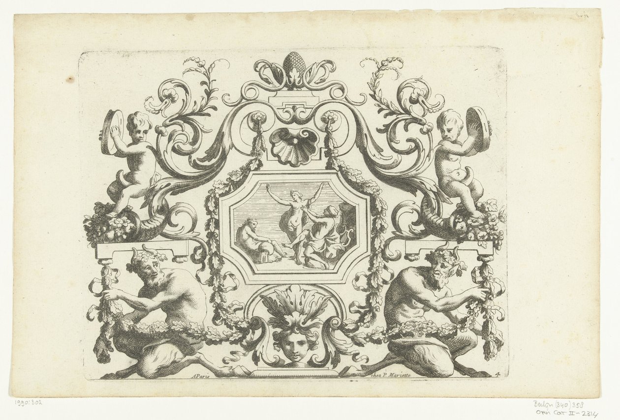 Achthoekig paneel met Orpheus en Eurydice door Alexis Loir (I)