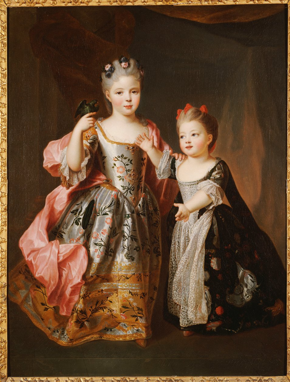Portret van twee Jonge Meisjes, vermoedelijk Adelaide en Victoire, dochters van Lodewijk XV door Alexis Simon Belle