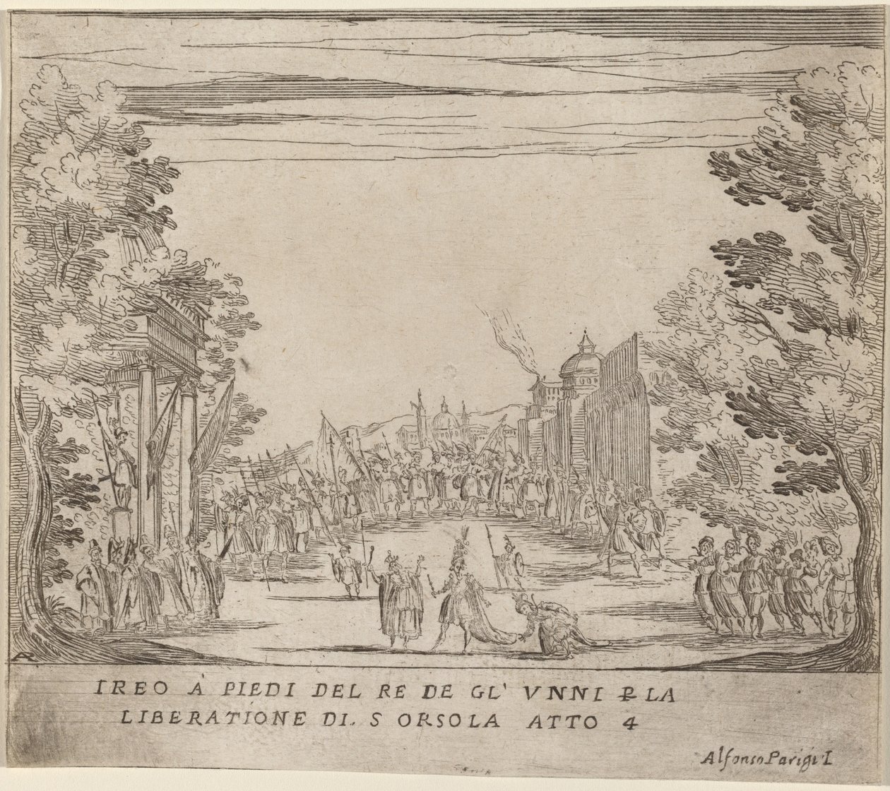 Jereo voor de Koning van de Hunnen voor de Bevrijding van Sint Ursula door Alfonso Parigi II