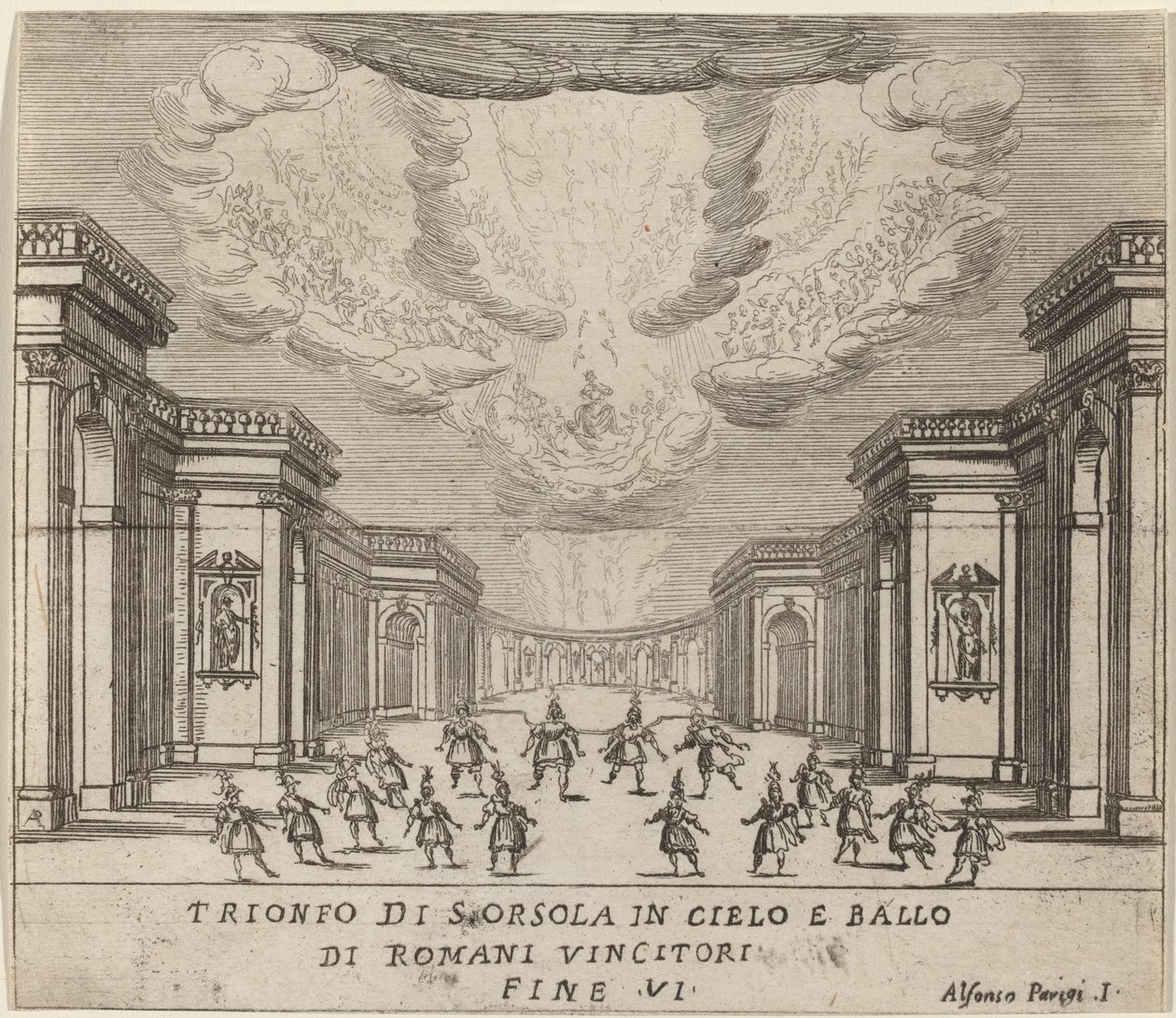 De triomf van Sint Ursula in de hemel en de Romeinse veroveraars door Alfonso Parigi II