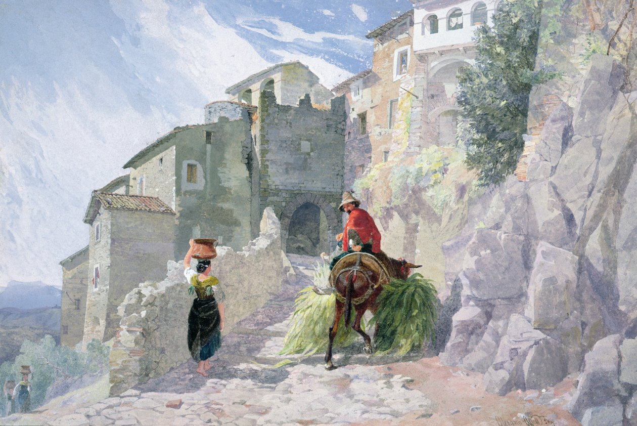Het klooster van San Rocco, Olevano, 19e eeuw door Alfred Downing Fripp