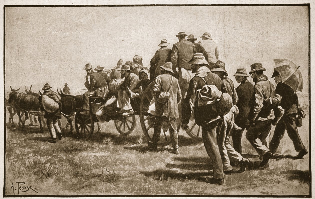 Enkele medegevangenen van Cronje op weg naar de Kaap, illustratie uit 