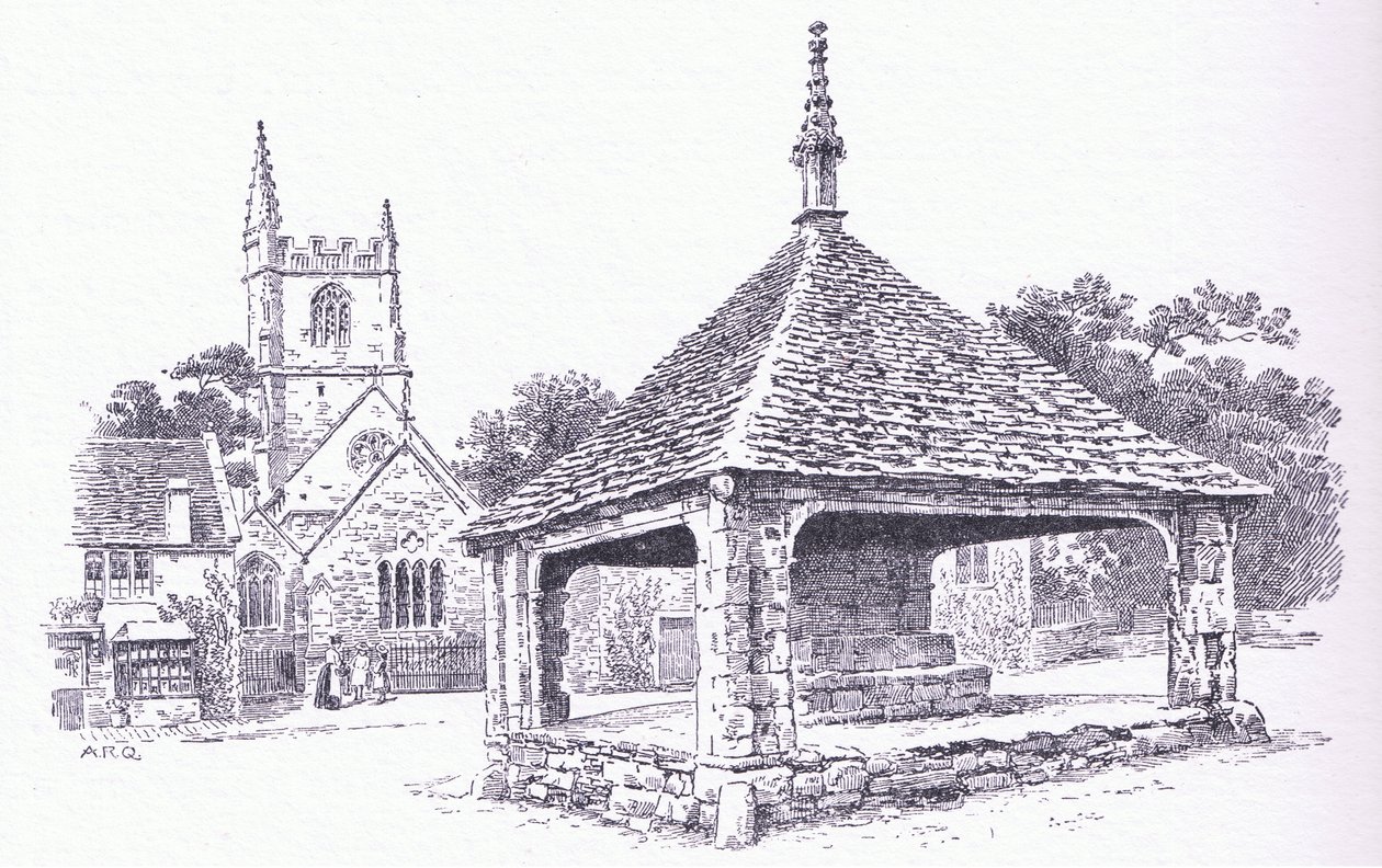 Castle Combe, Wiltshire, uit The Cottages and the Village Life of Rural England gepubliceerd door Dent & Sons Limited, 1912 door Alfred Robert Quinton