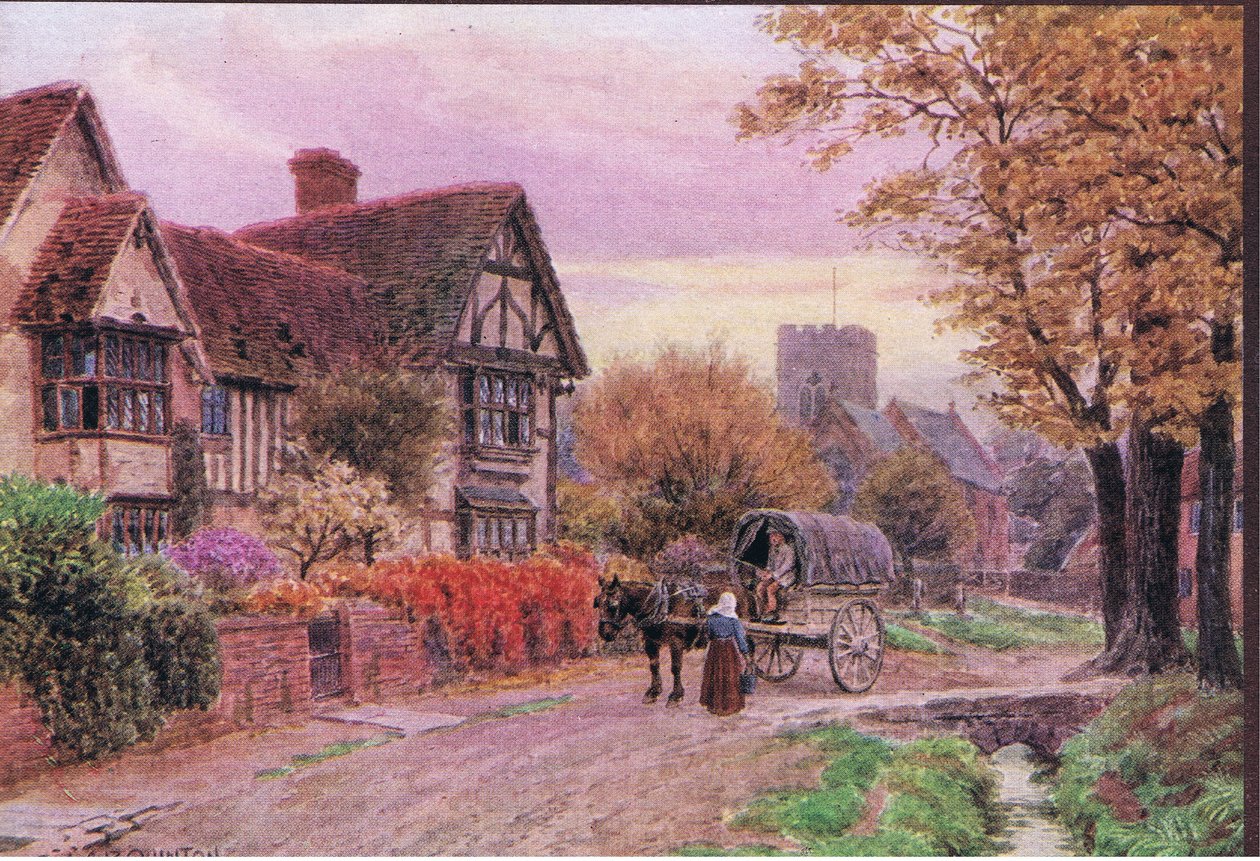 Oktoberavond in Steventon, Berkshire, uit The Cottages and the Village Life of Rural England gepubliceerd door Dent & Sons Limited, 1912 door Alfred Robert Quinton