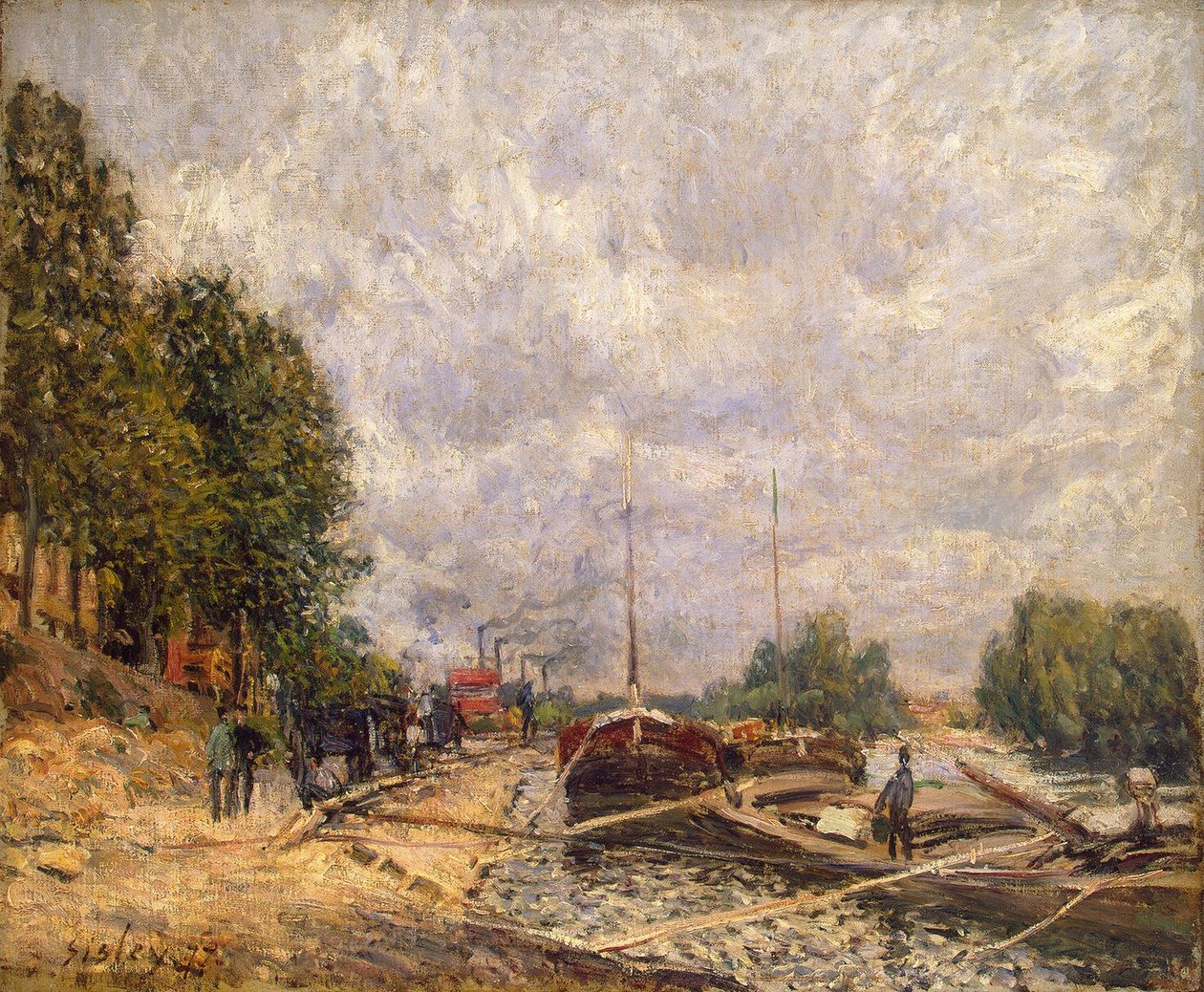 Aken in Billancourt door Alfred Sisley