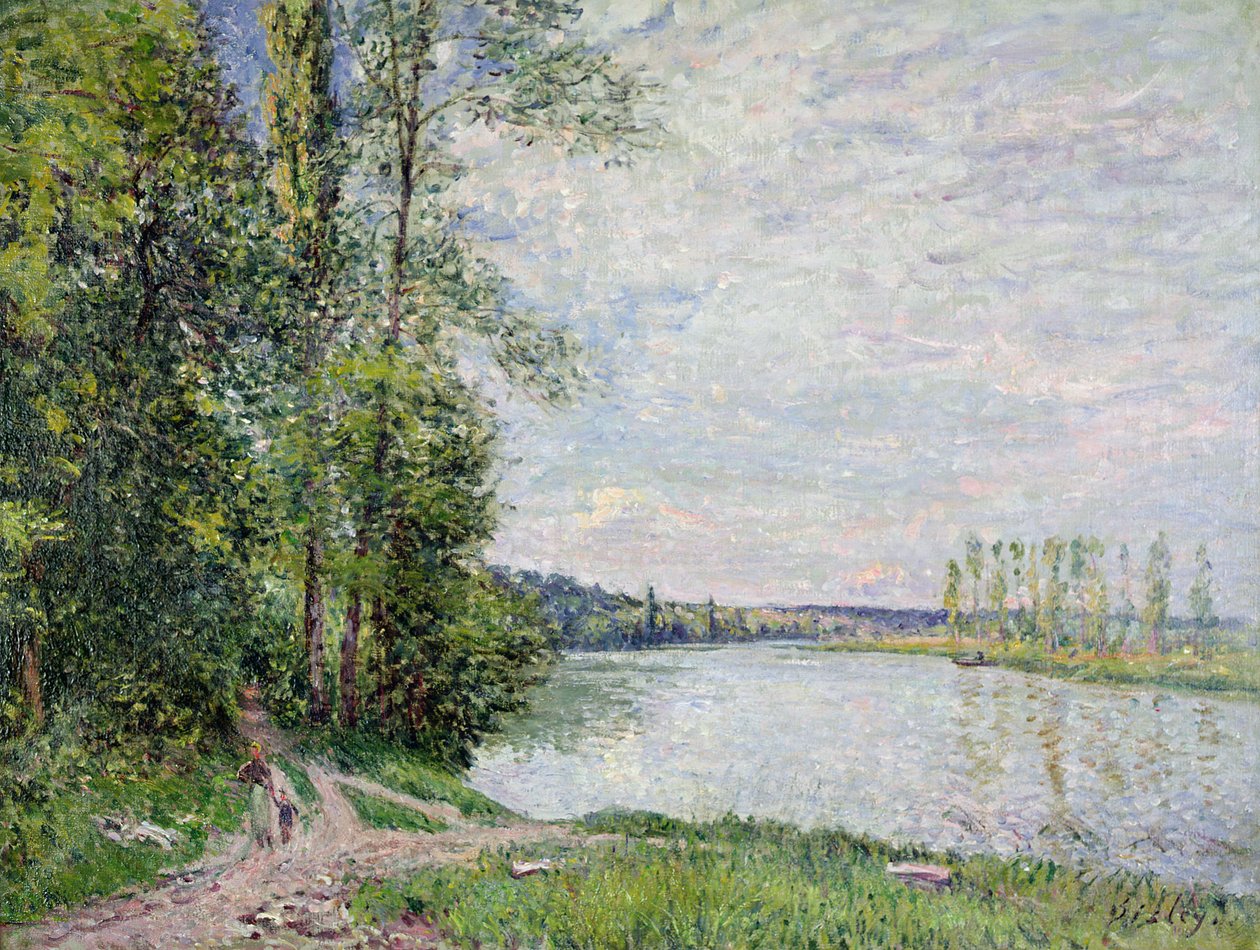 De Rivieroeverweg van Veneux naar Thomery, 1880 door Alfred Sisley
