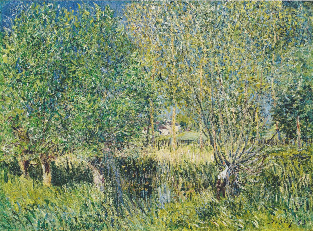 Wilgen aan de oever van de Orvanne door Alfred Sisley