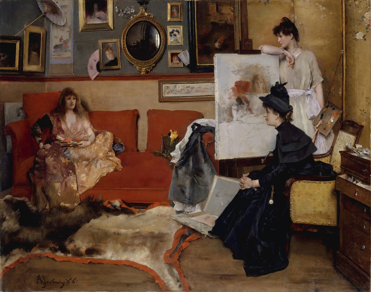 In de Studio door Alfred Emile Stevens
