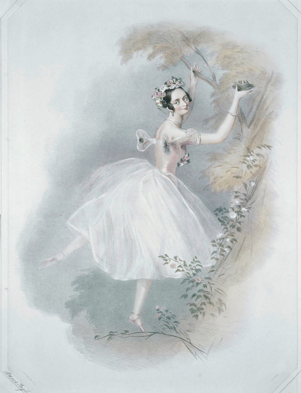 Marie Taglioni, beroemdste ballerina ... (gekleurde print) door Alfred Edward Chalon