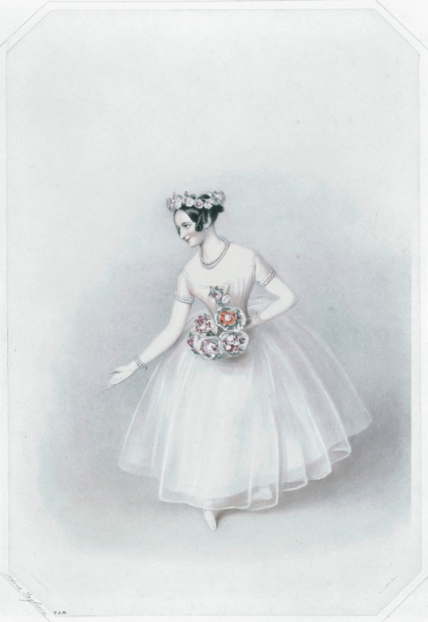 Marie Taglioni, beroemdste ballerina ... (gekleurde print) door Alfred-Edward Chalon