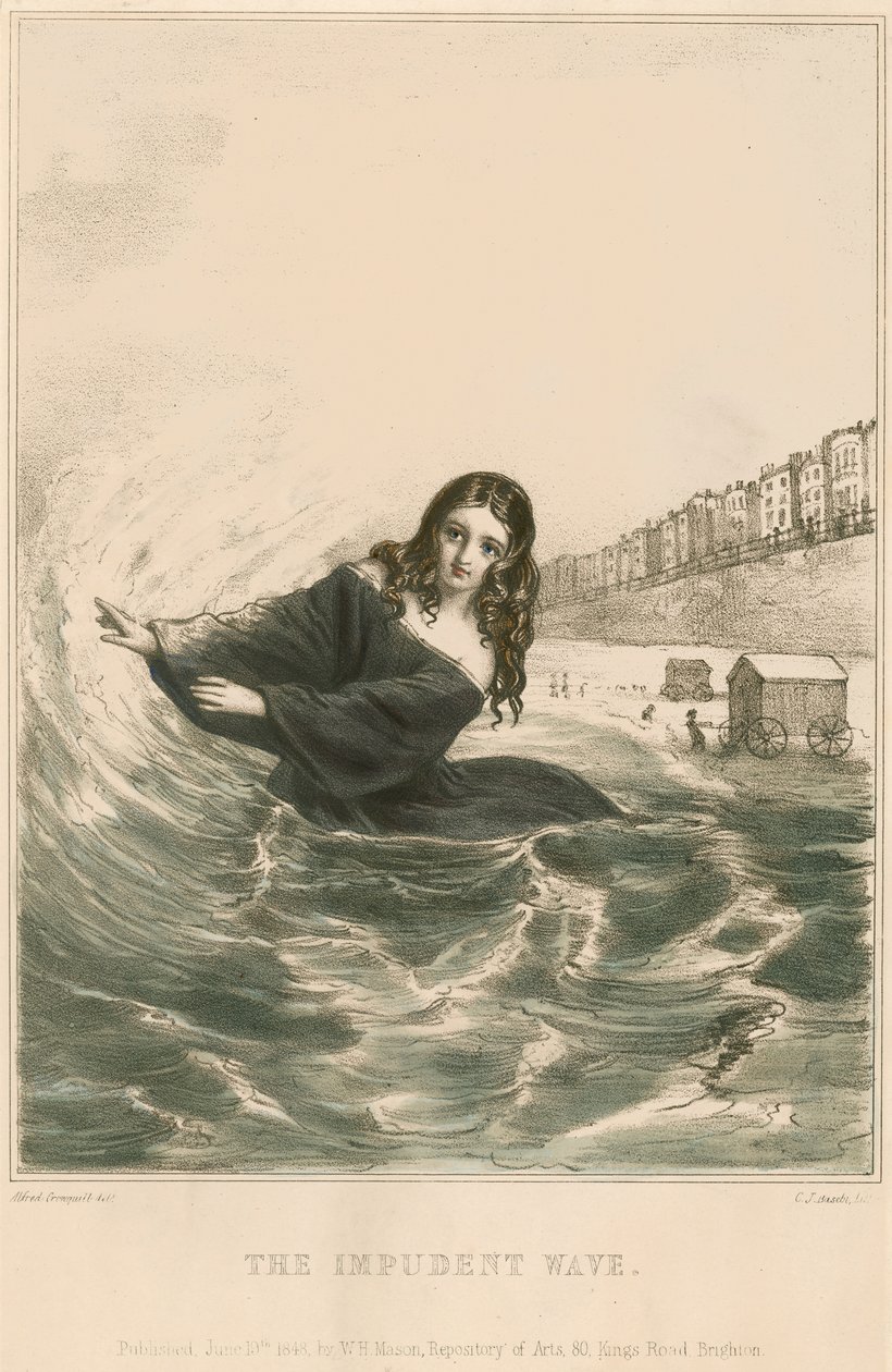 De schaamteloze golf (ingekleurde gravure) door Alfred (after) Crowquill