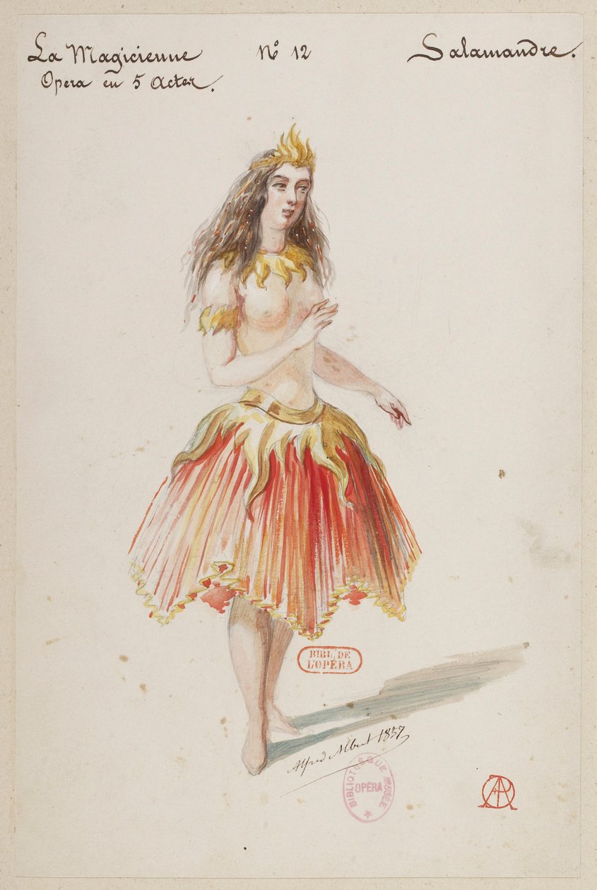Halévy - La magicienne - kostuummodellen van Alfred Albert - 12. Salamandre door Alfred Albert