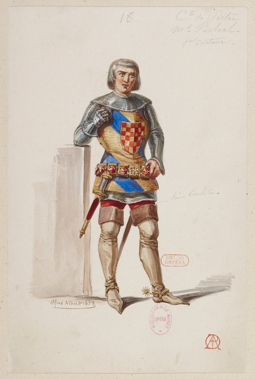 Halévy - La magicienne - kostuummodellen van Alfred Albert - 16. Comte de Poitou, 1e kostuum, M. Belval door Alfred Albert