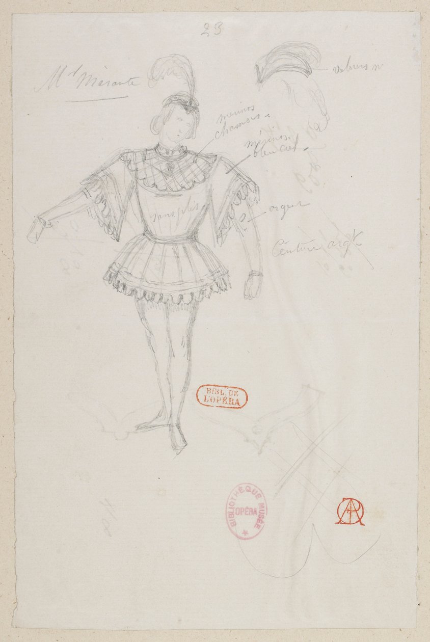 Halévy - La magicienne - Kostuummodellen van Alfred Albert - 23. M. Mérante (pas de deux). M. Mérante, (pas de deux) door Alfred Albert