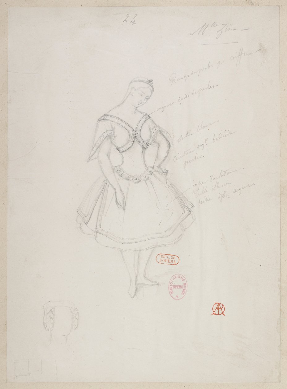 Halévy - La magicienne - kostuummodellen van Alfred Albert - 24. Mlle Zina (pas de deux). Mlle Zina, (pas de deux) door Alfred Albert