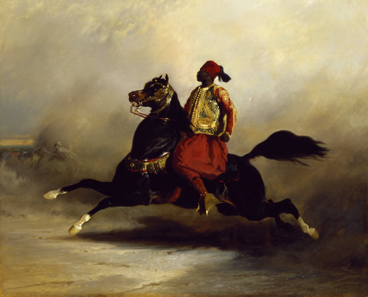 Nubische Ruiter in Galop door Alfred Dedreux