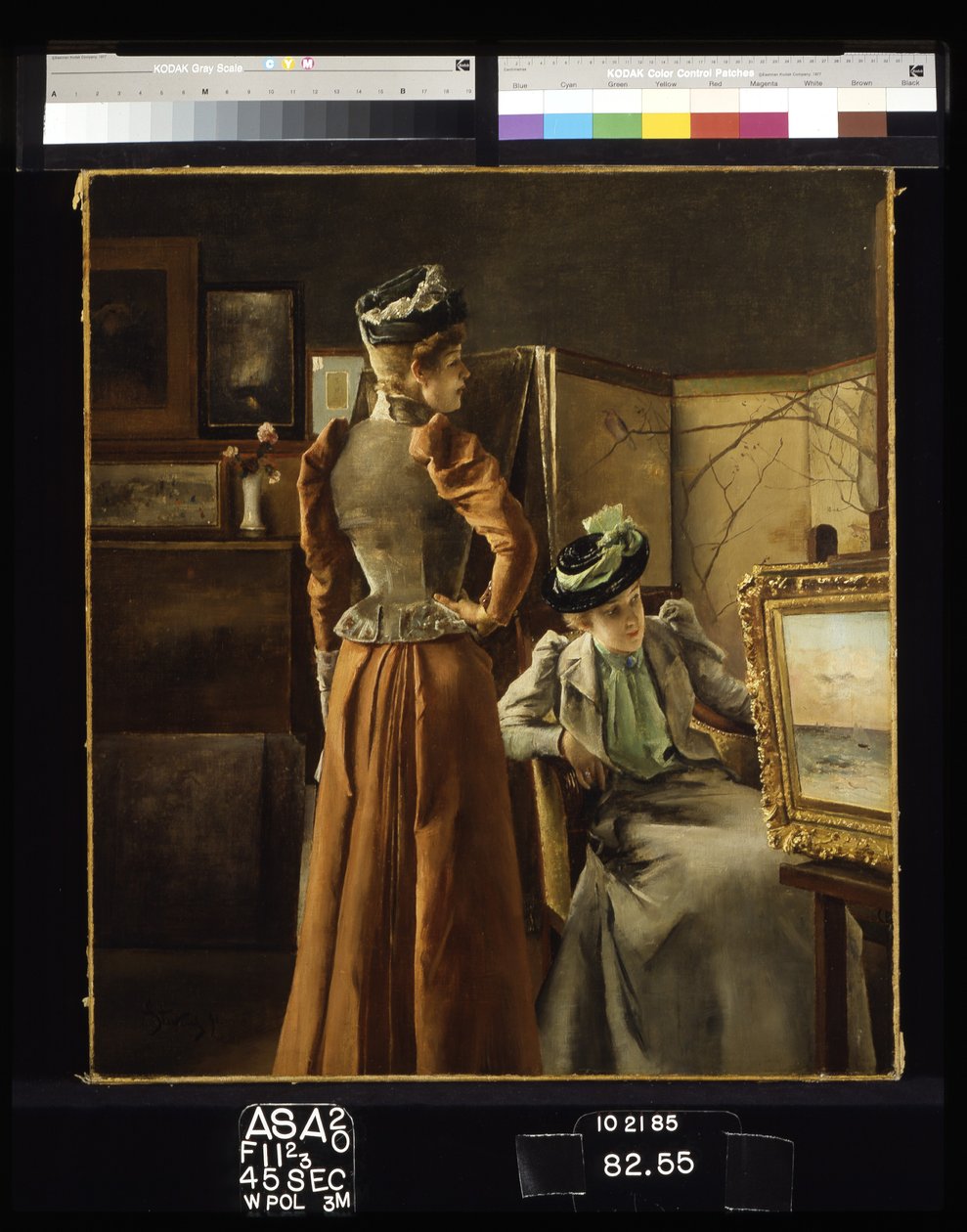 Bezoek aan het atelier door Alfred Emile Stevens