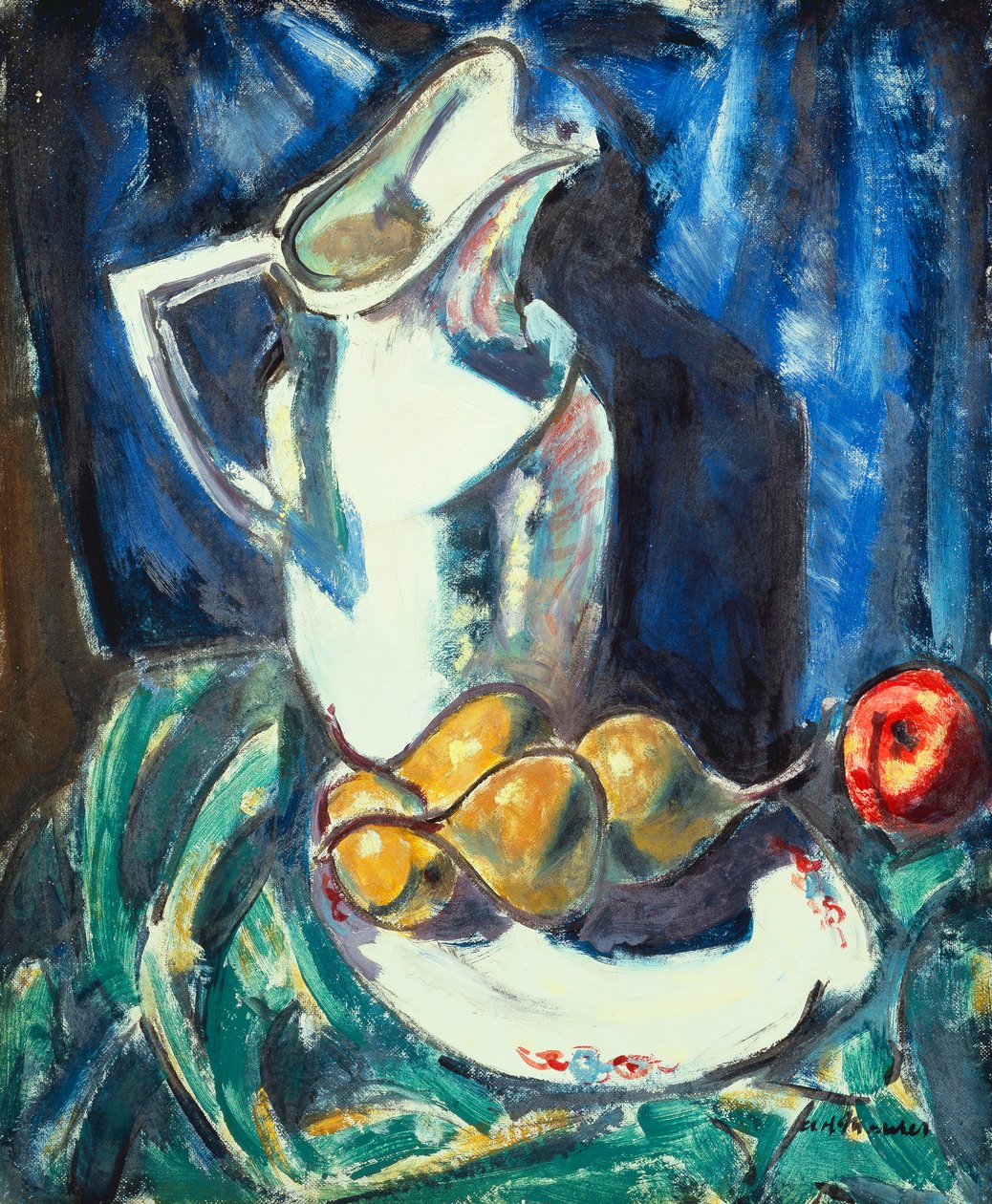 Stilleven met Witte Kan en Fruit door Alfred Henry Maurer