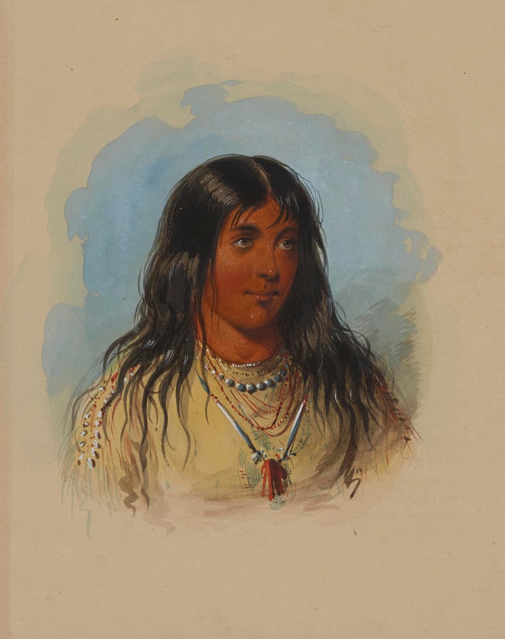 Aricara [sic] Vrouw door Alfred Jacob Miller