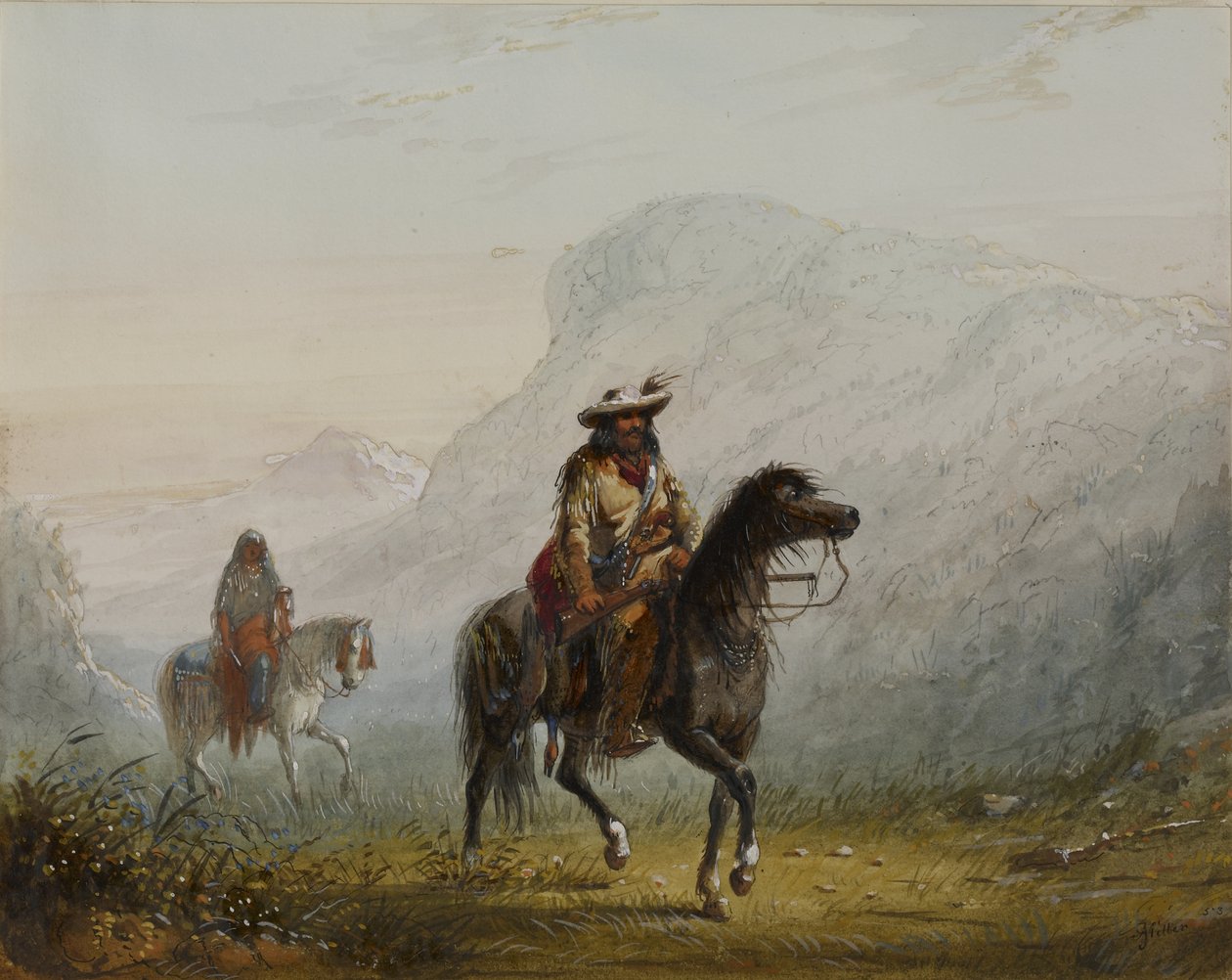 „Bourgeois“ W---r en zijn squaw door Alfred Jacob Miller
