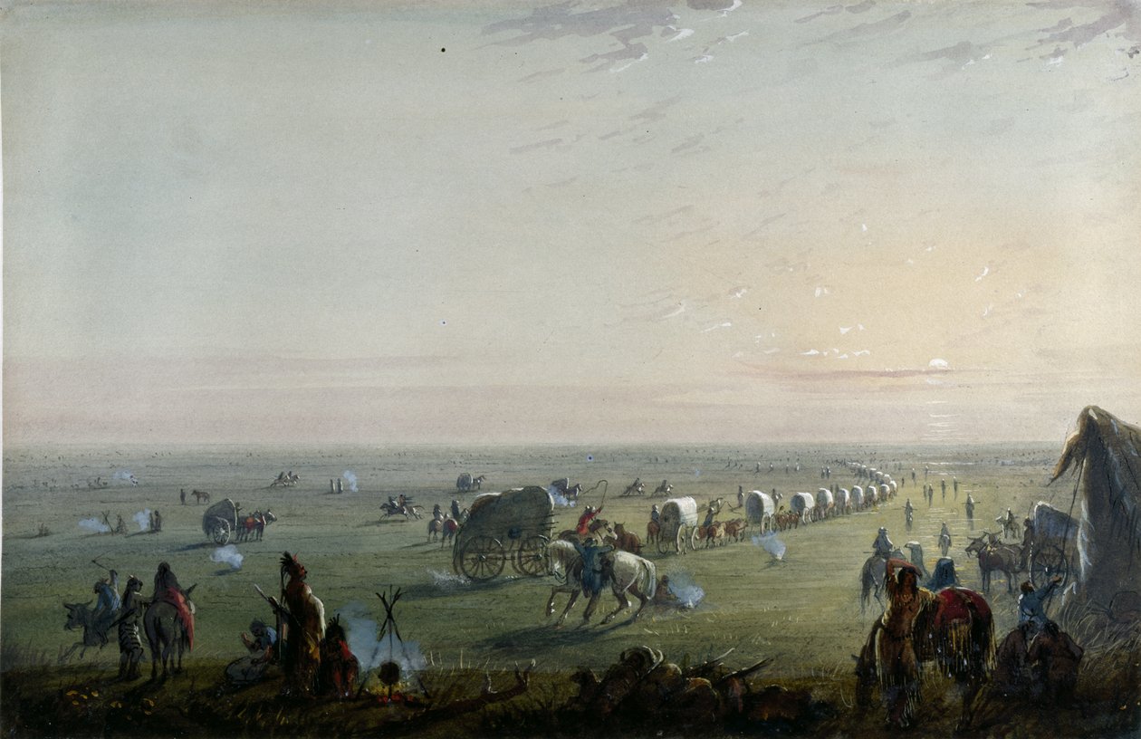 Het kamp opbreken bij zonsopgang door Alfred Jacob Miller