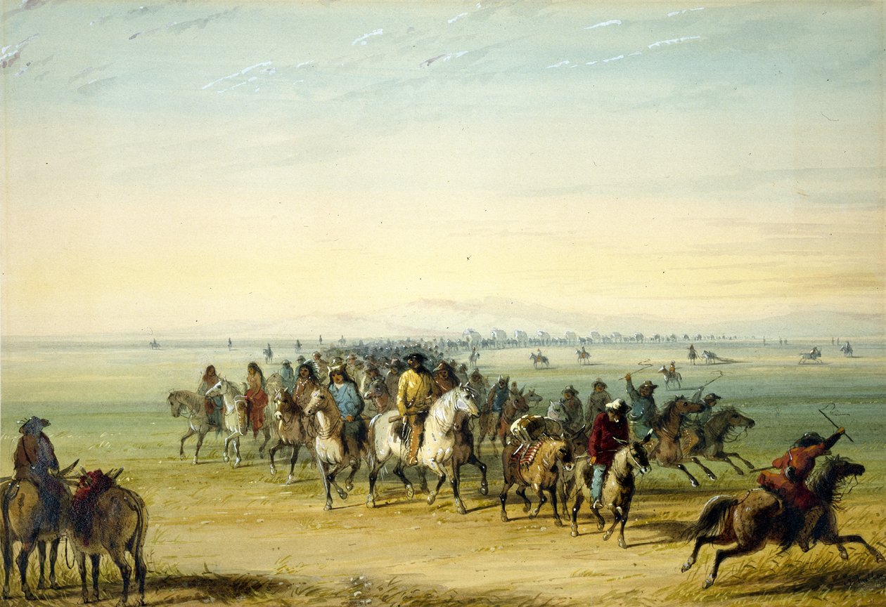 Caravan en Route door Alfred Jacob Miller