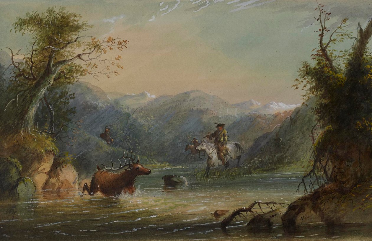 Op jacht naar de eland door Alfred Jacob Miller