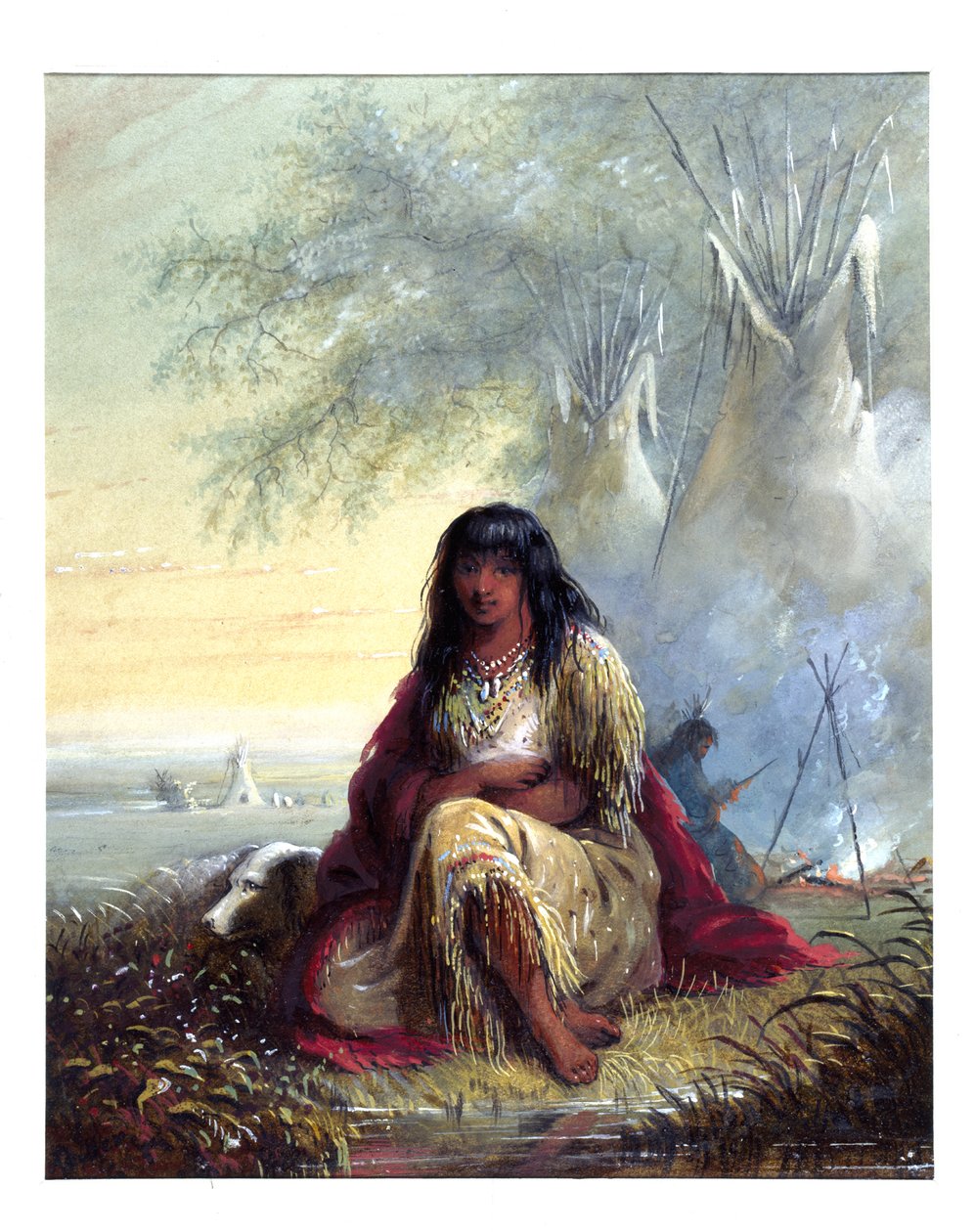 Indiaans meisje (Sioux) door Alfred Jacob Miller