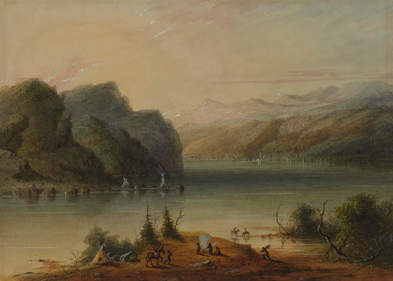 Meergezicht – Wind River Mountains door Alfred Jacob Miller