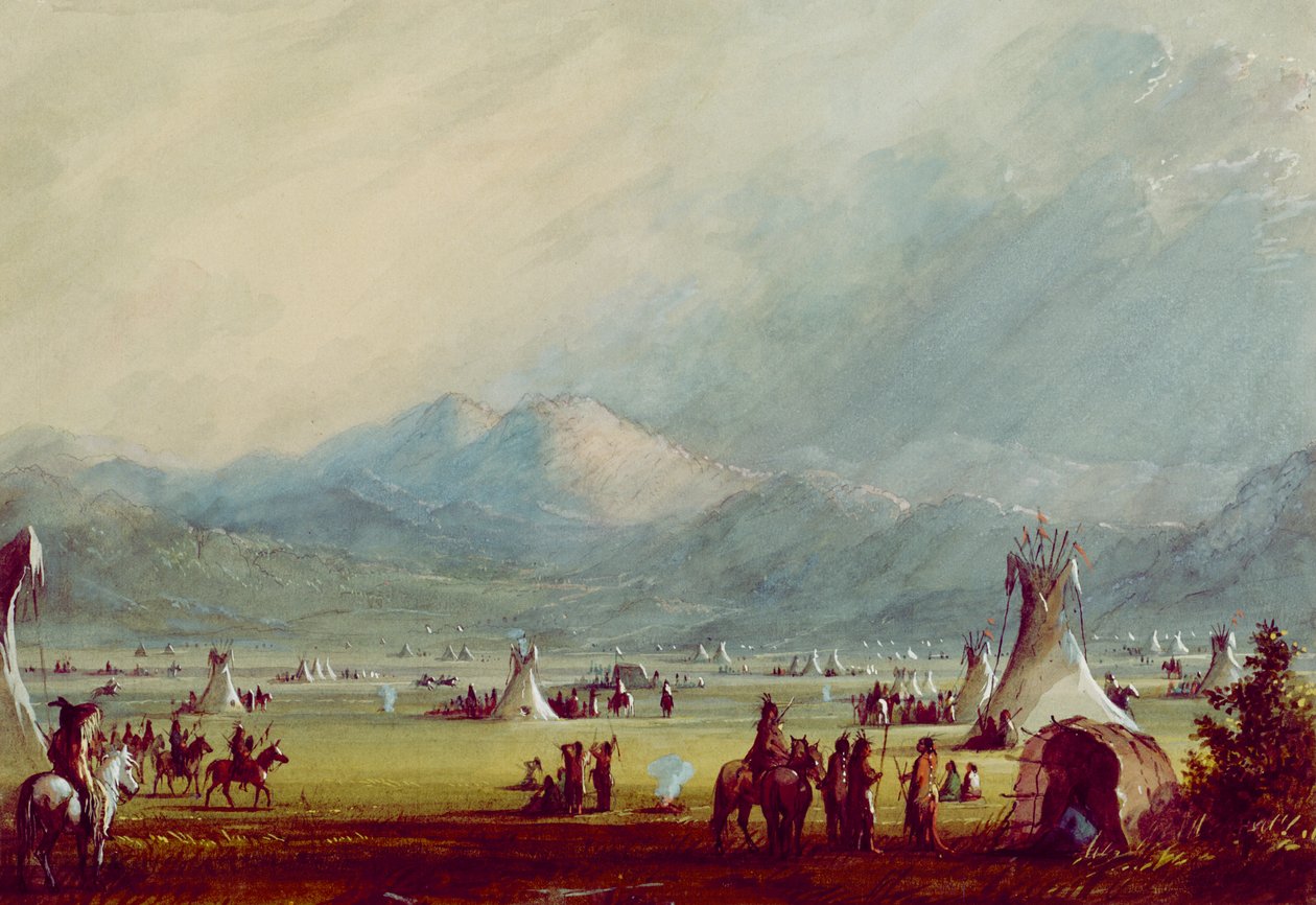 Groot kamp nabij de Cut Rocks door Alfred Jacob Miller