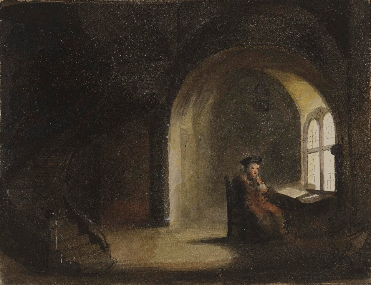 Zittende man bij een raam door Alfred Jacob Miller