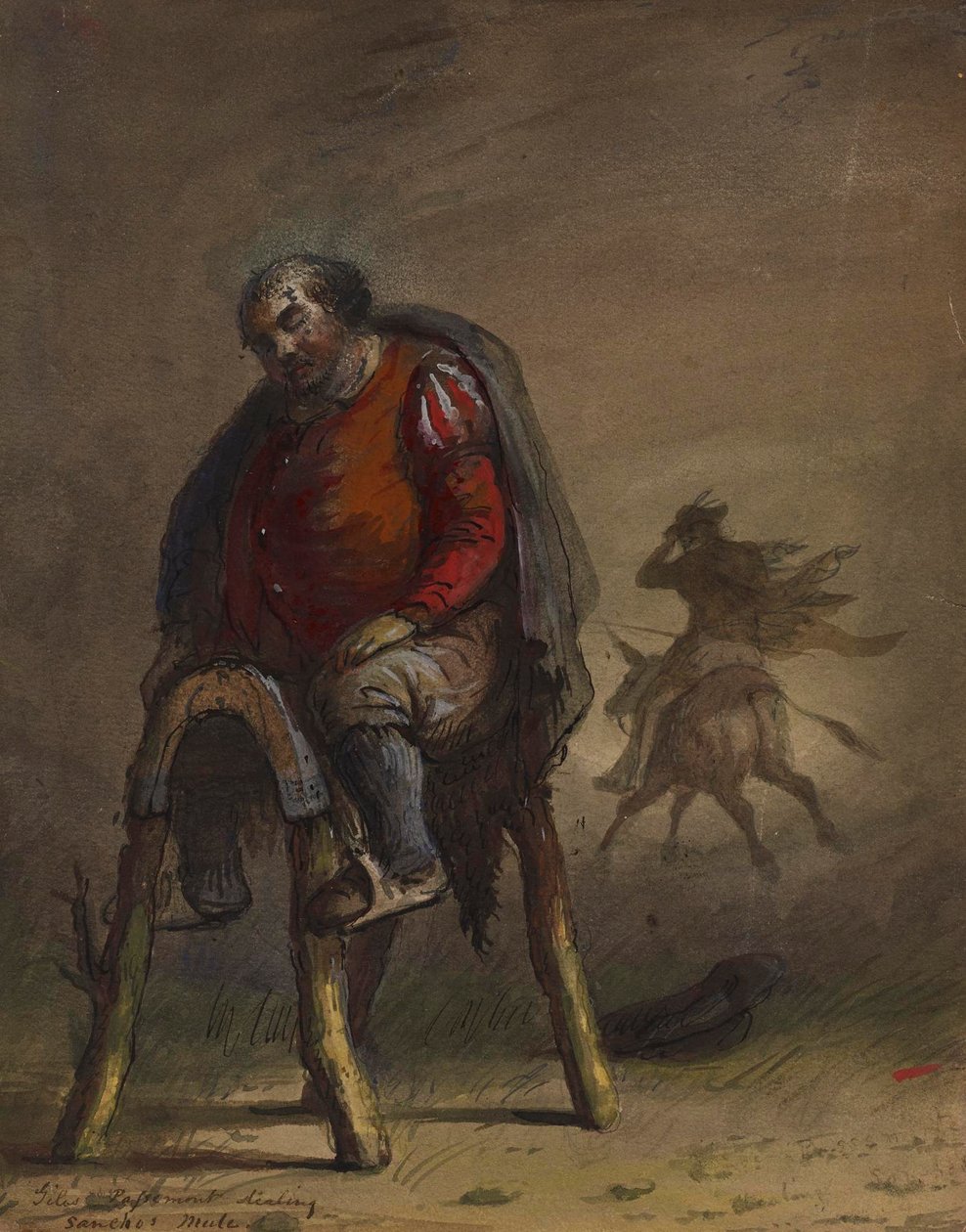 Passemont steelt Sancho’s muilezel (naar M. de Cervantes, Don Quichot) door Alfred Jacob Miller
